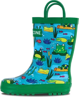 Lone Cone Kids Rain Boots for Girls & Boys  Waterproof Natural Rubber Toddler Rain Boots with Non-Slip Outsole & Easy Pull Handles  Solid, Pattern & Glitter Designs