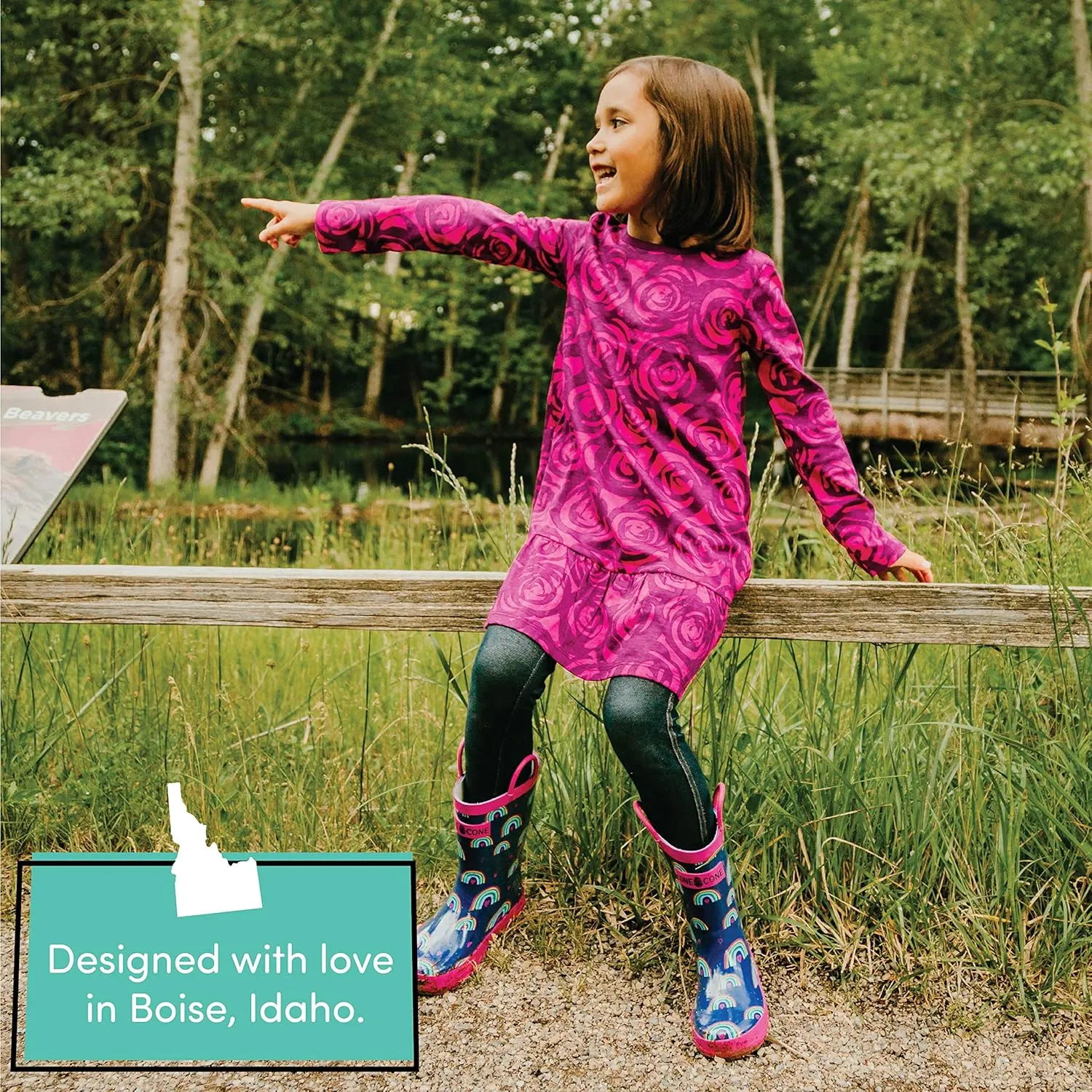 Lone Cone Kids Rain Boots for Girls & Boys  Waterproof Natural Rubber Toddler Rain Boots with Non-Slip Outsole & Easy Pull Handles  Solid, Pattern & Glitter Designs