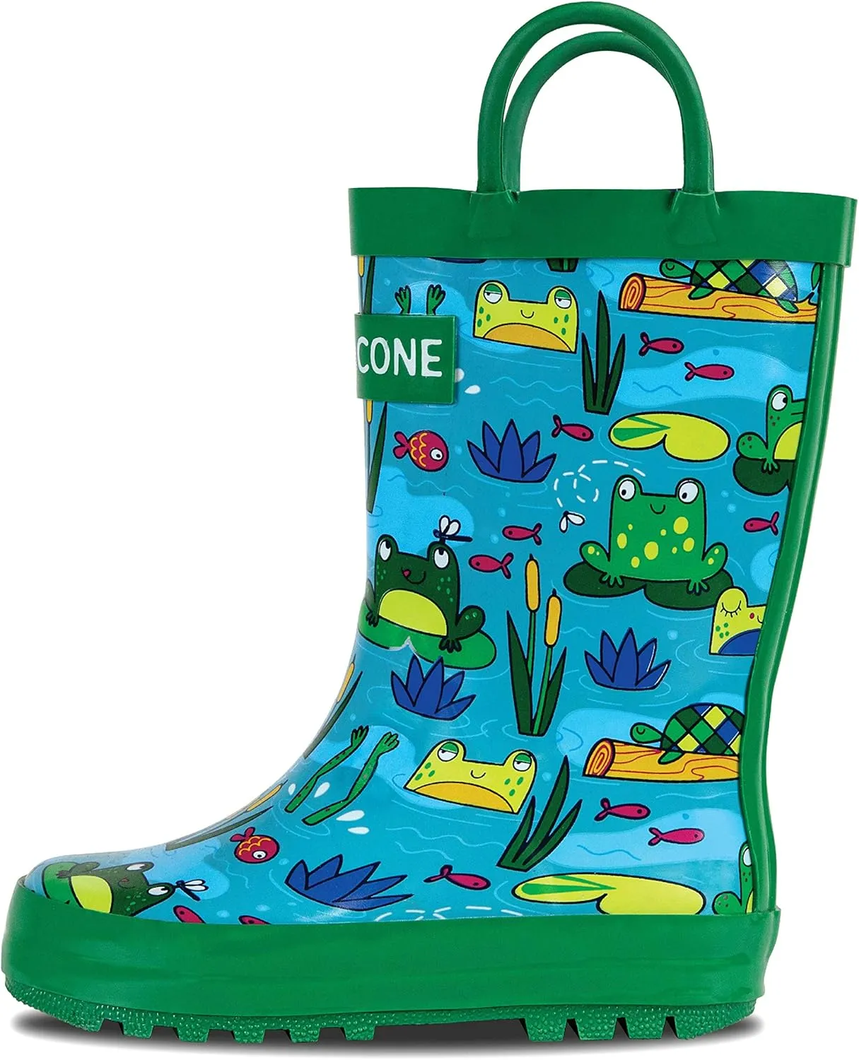 Lone Cone Kids Rain Boots for Girls & Boys  Waterproof Natural Rubber Toddler Rain Boots with Non-Slip Outsole & Easy Pull Handles  Solid, Pattern & Glitter Designs