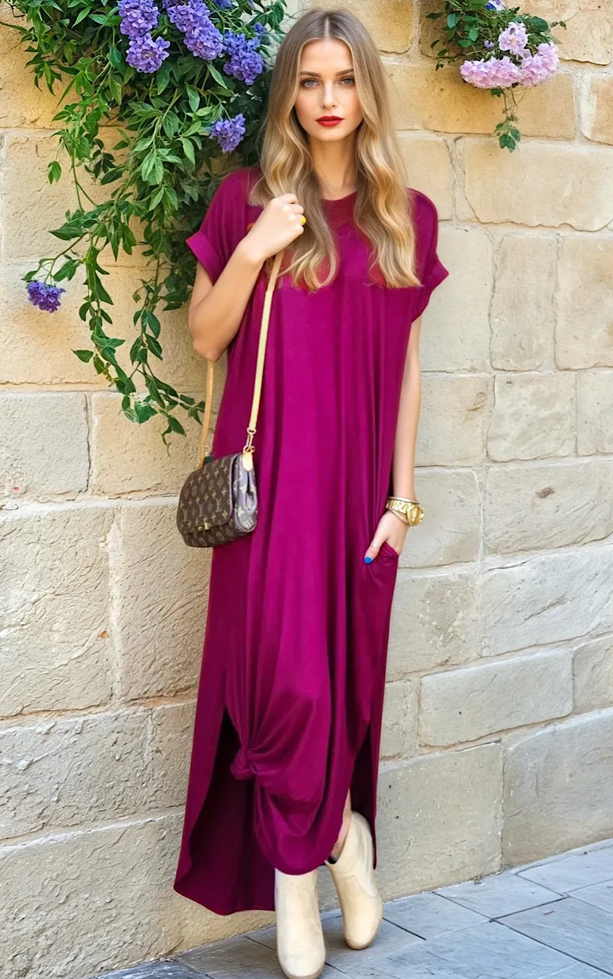 Maddie Berry Purple T-shirt Maxi Dress