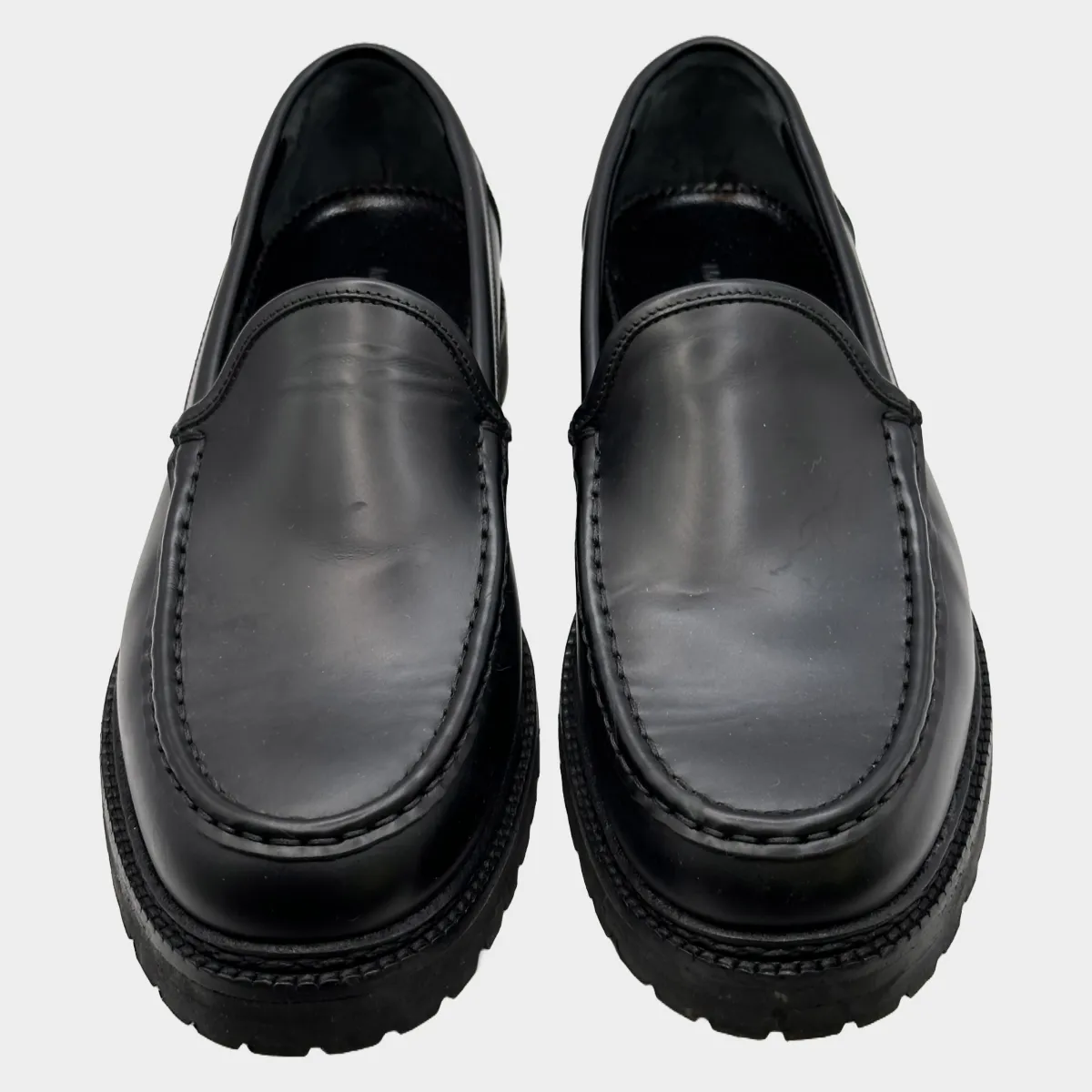 Manolo Blahnik women's black leather loafers