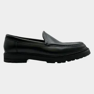 Manolo Blahnik women's black leather loafers