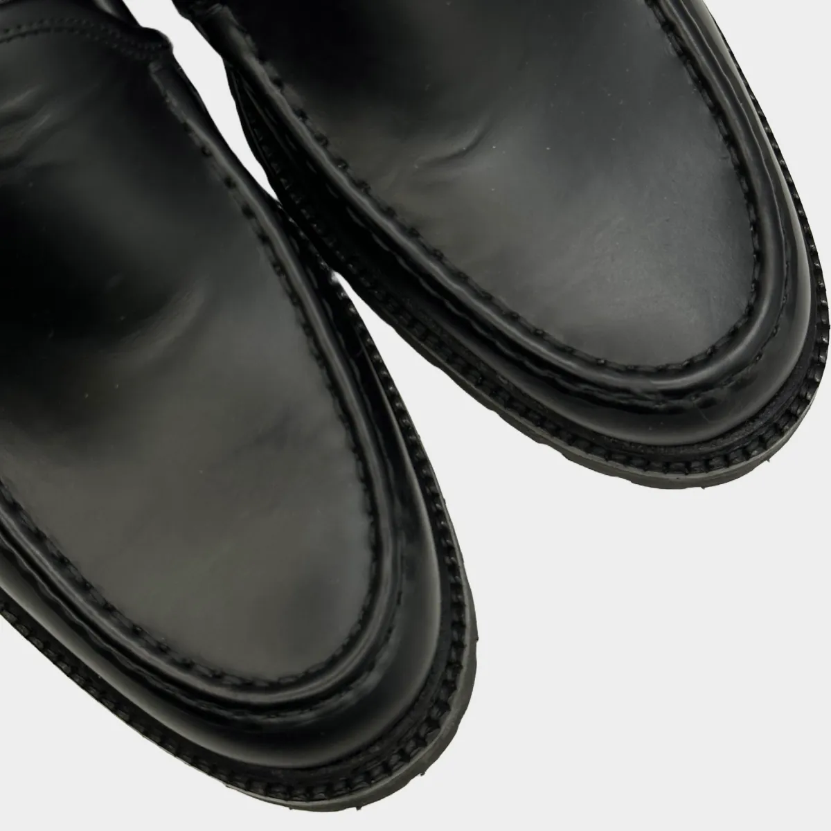 Manolo Blahnik women's black leather loafers