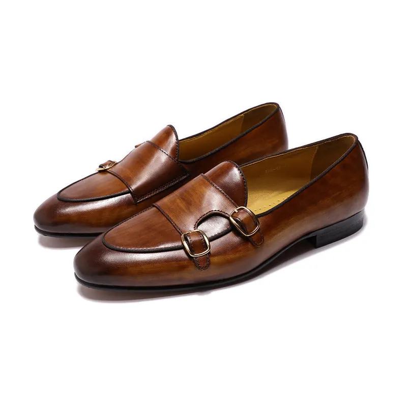 Men Casual Buckles Retro Leather Loafers