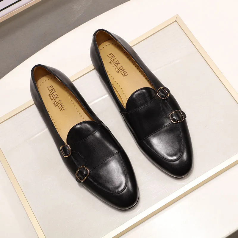Men Casual Buckles Retro Leather Loafers