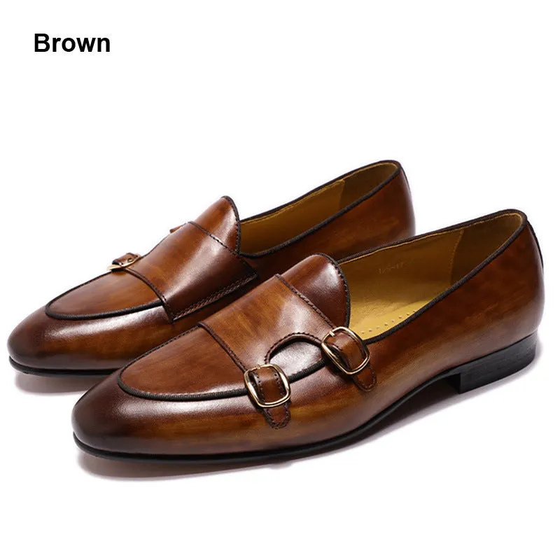 Men Casual Buckles Retro Leather Loafers