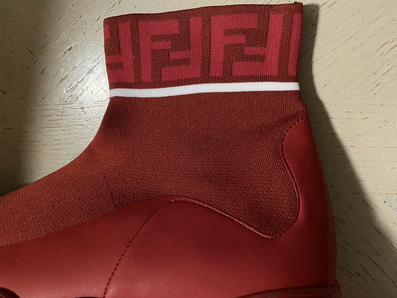 New $850 Fendi Men Logo Sock Runners  Sneakers Shoes Red 10 US/43 Eu Italy