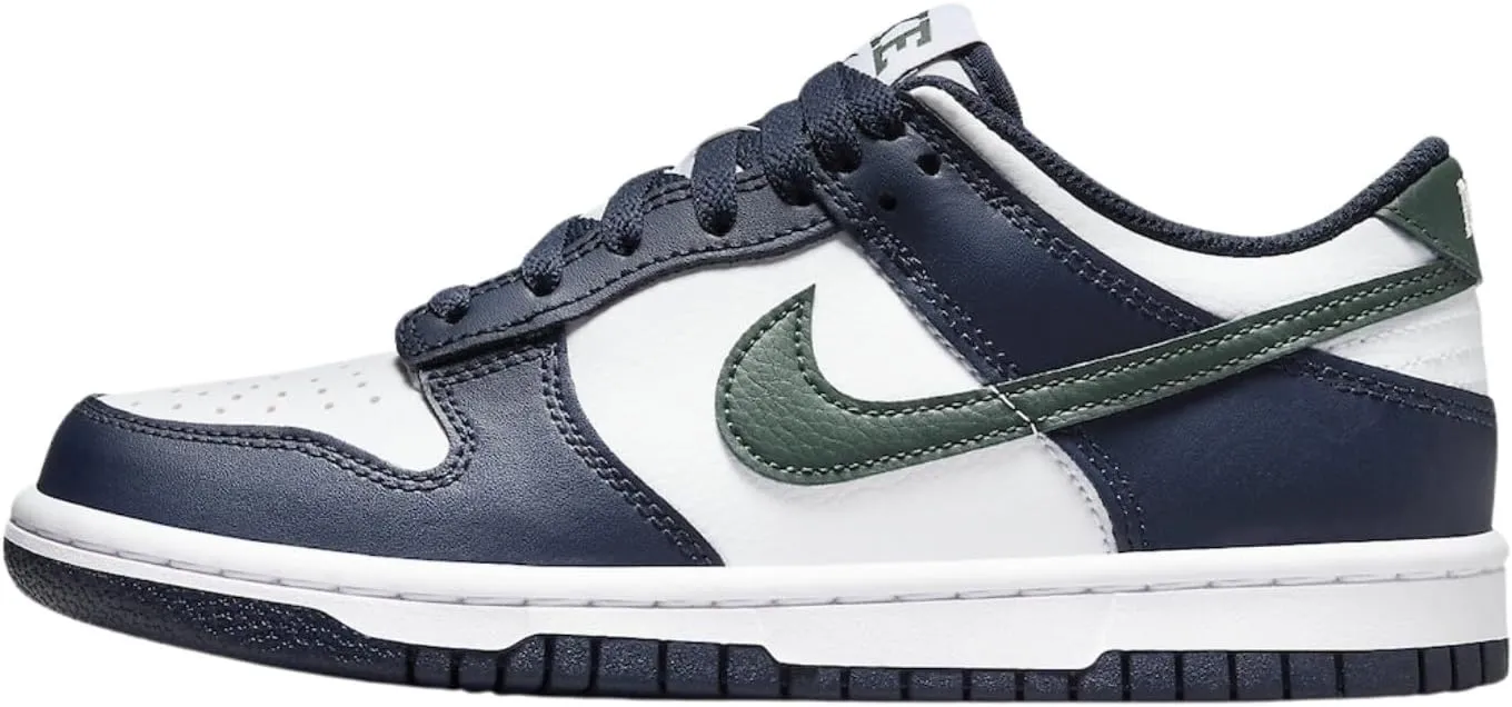 Nike Dunk Low Big Kids' Shoes (HF5177-400, Obsidian/White/Vintage Green)