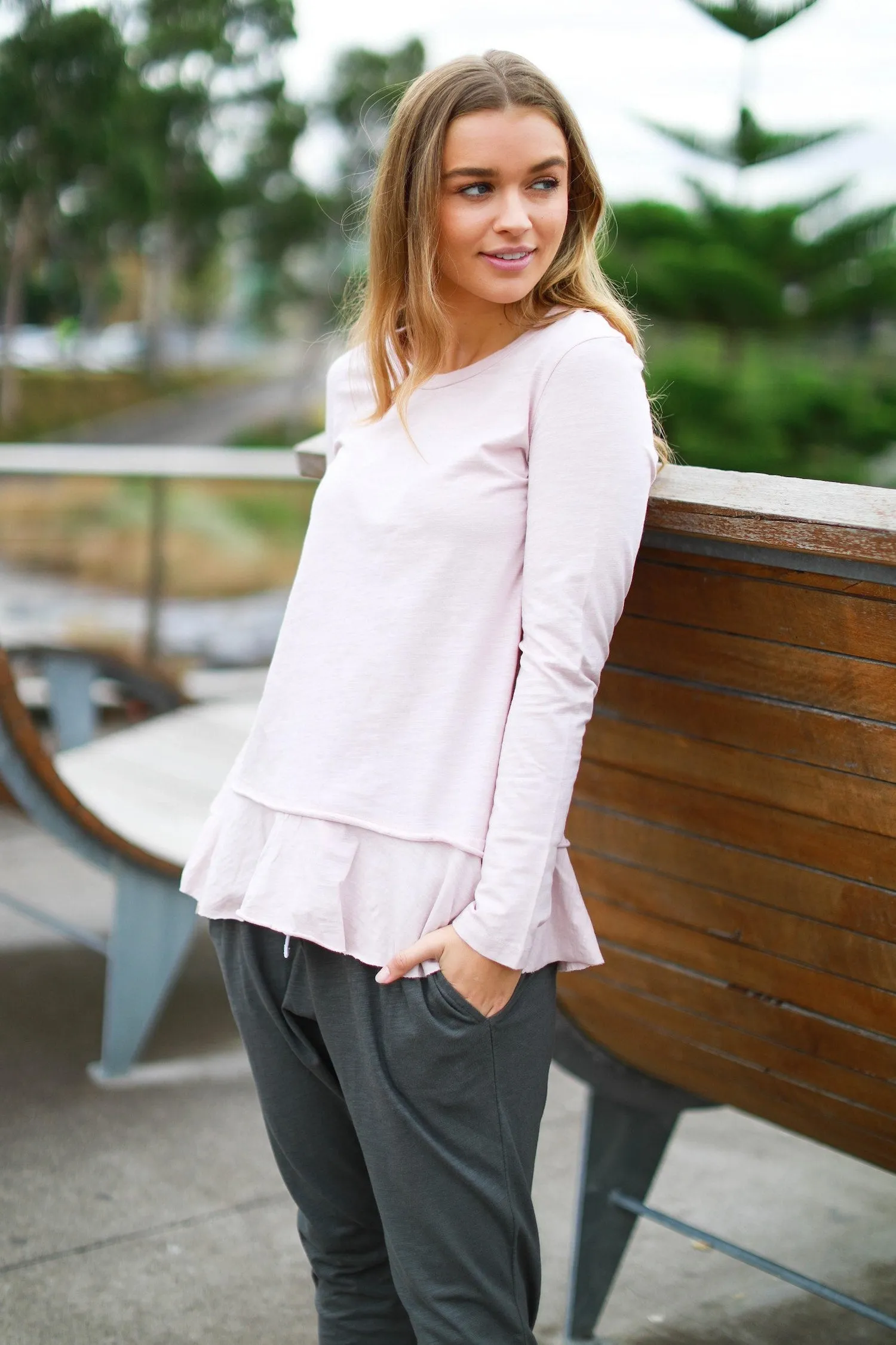 Orchid Ruffle Hem T Shirt