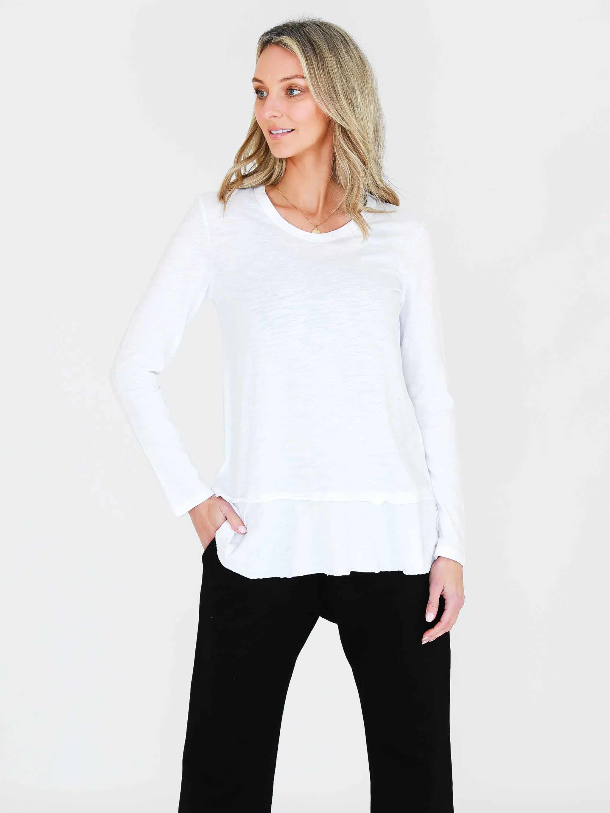 Orchid Ruffle Hem T Shirt