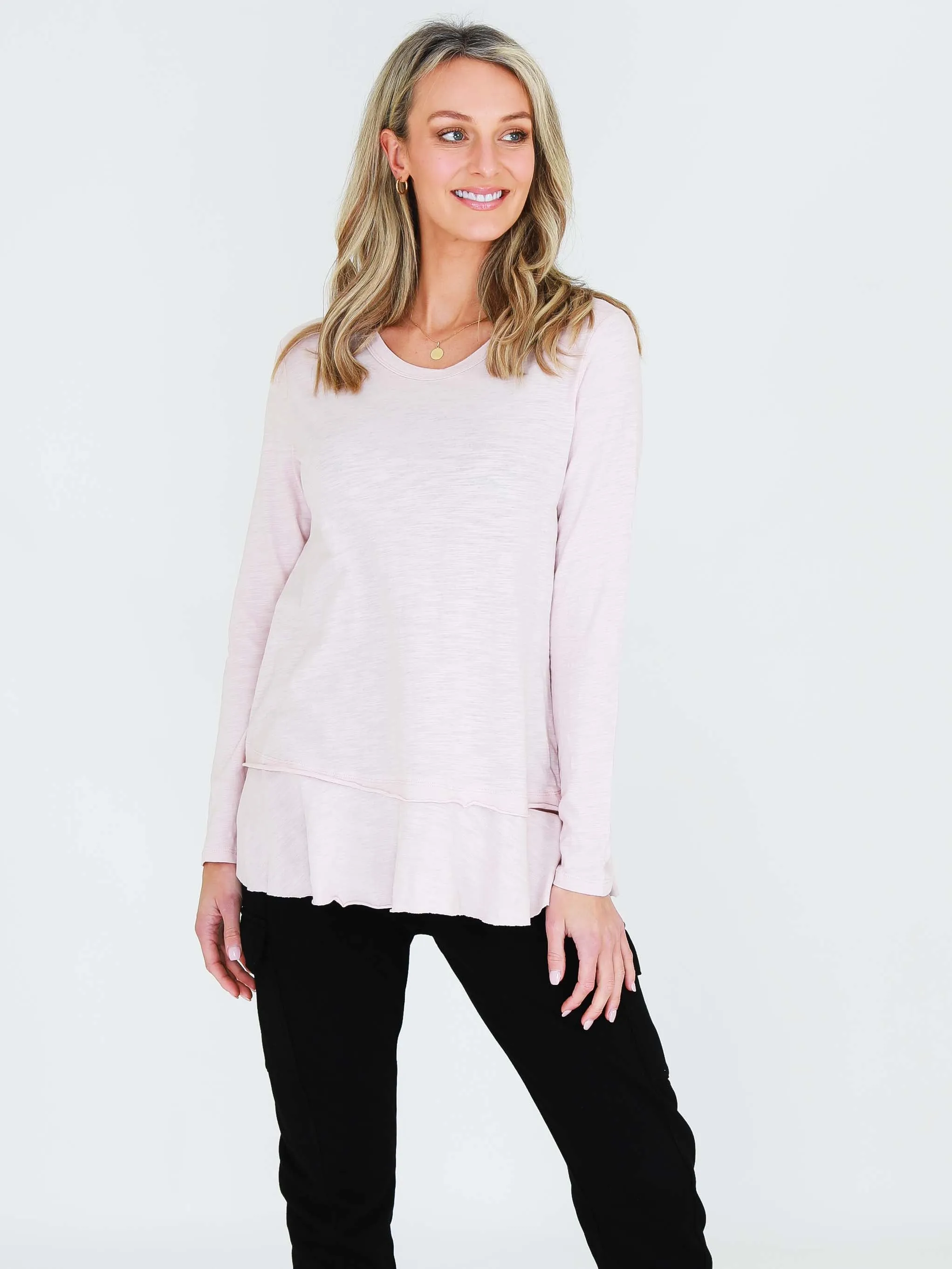 Orchid Ruffle Hem T Shirt