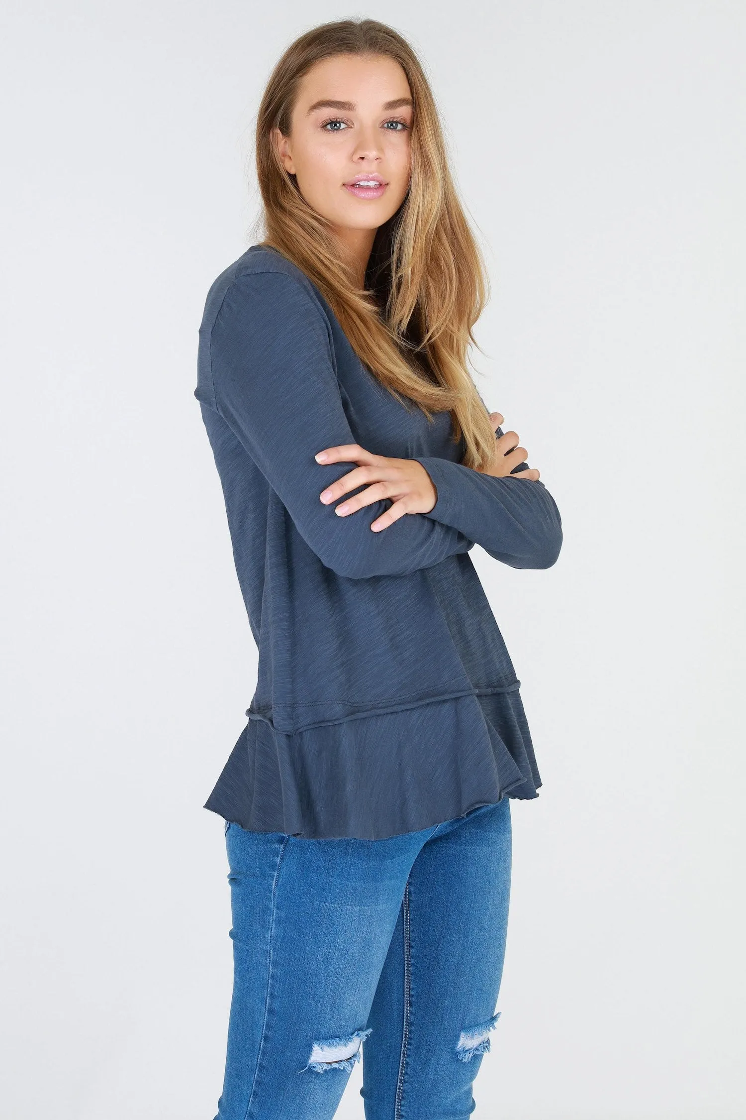 Orchid Ruffle Hem T Shirt
