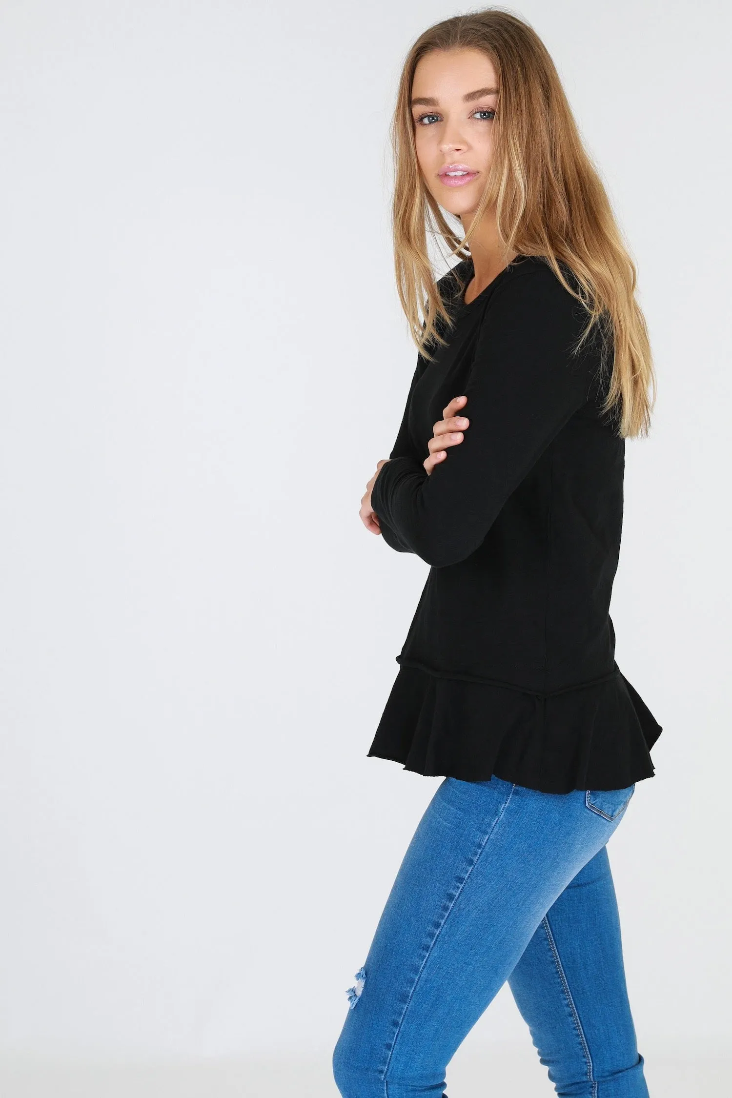 Orchid Ruffle Hem T Shirt