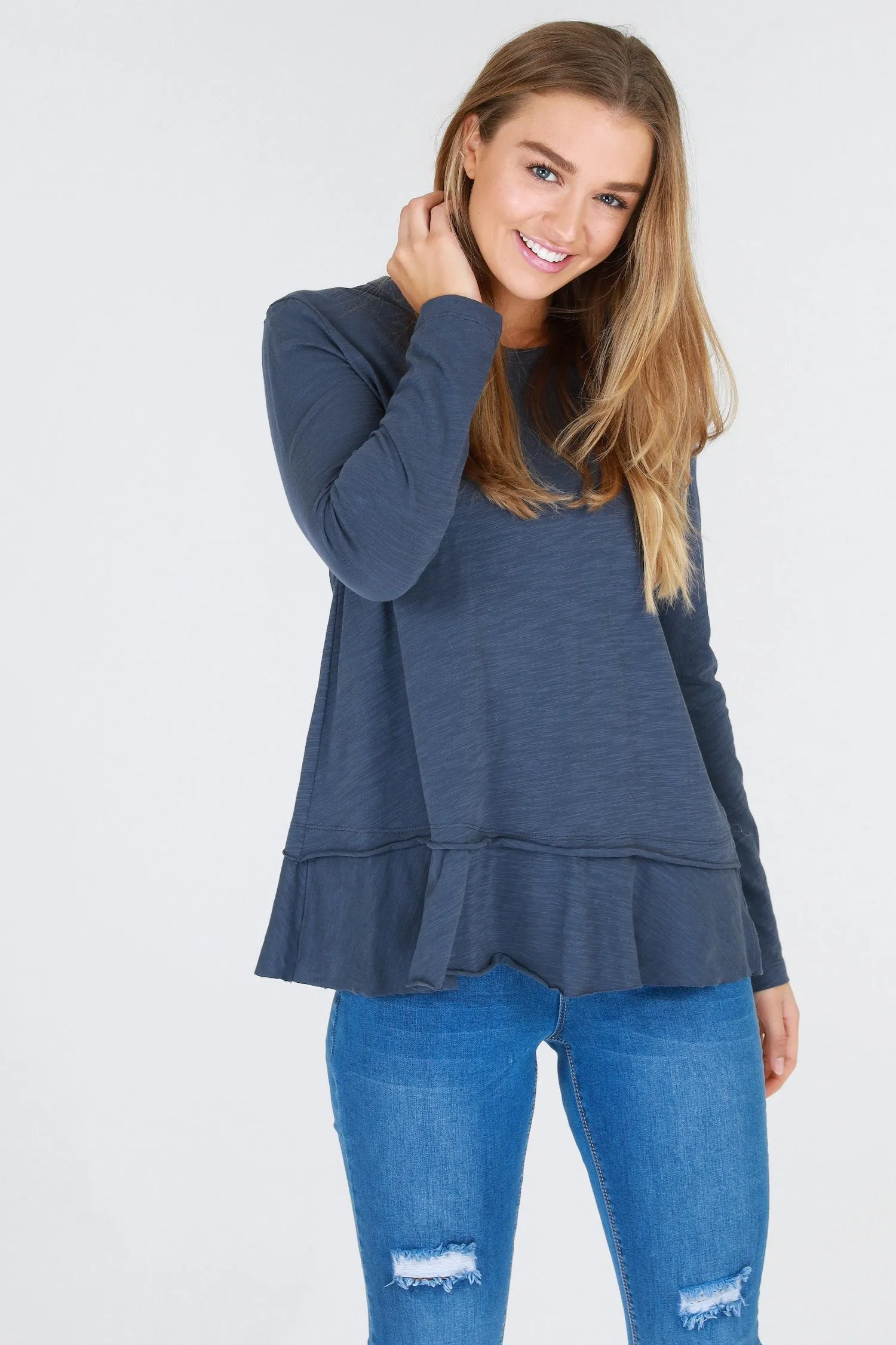Orchid Ruffle Hem T Shirt