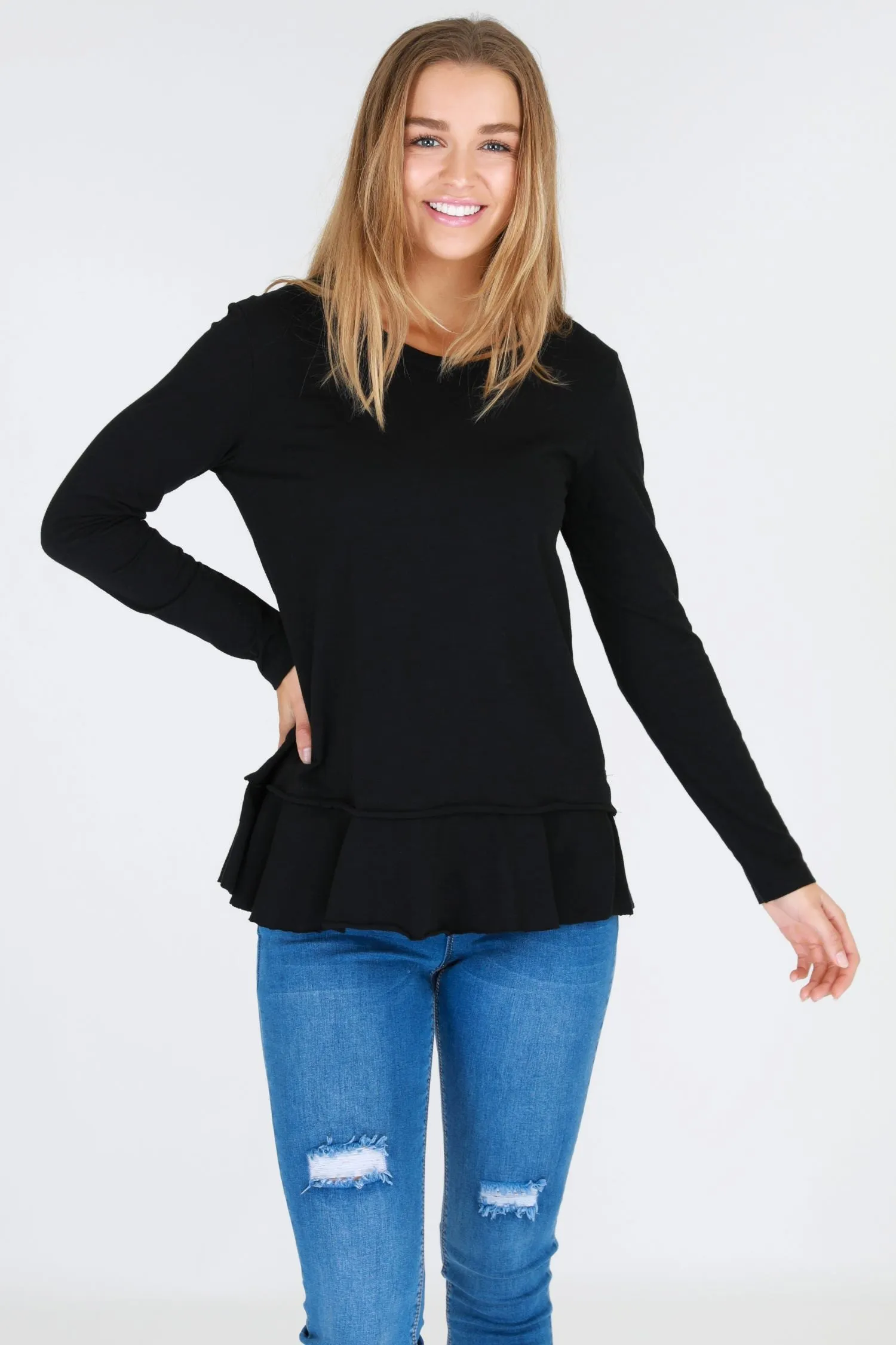 Orchid Ruffle Hem T Shirt