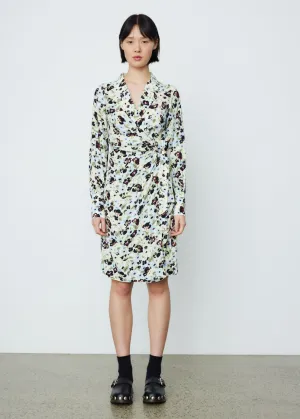 Printed Crepe Wrap Dress