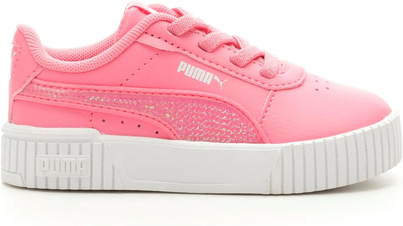 PUMA Unisex-Child Shoes Kids Carina 2.0 Holographic Alternate Closure Sneaker, White Silver, 4 US Toddler