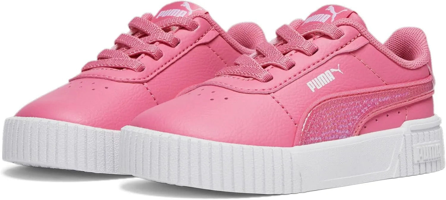 PUMA Unisex-Child Shoes Kids Carina 2.0 Holographic Alternate Closure Sneaker, White Silver, 4 US Toddler