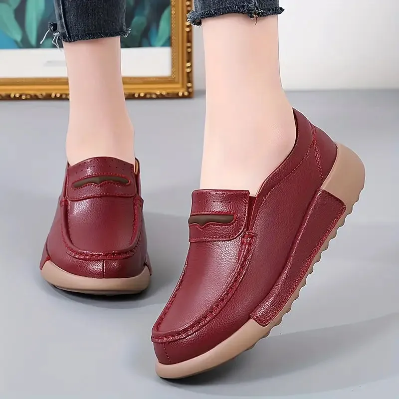 Retro-Loafer-comfortabele slip-on schoenen met een ronde teengebied