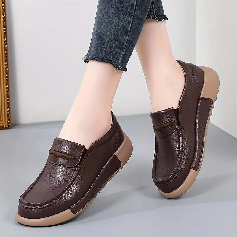 Retro-Loafer-comfortabele slip-on schoenen met een ronde teengebied