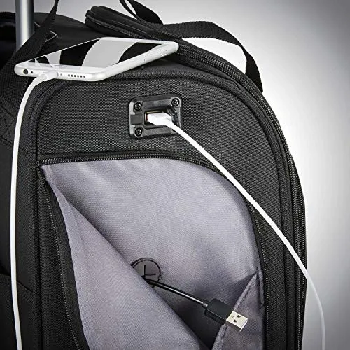 Samsonite Underseat Carry-On Spinner with USB Port, Jet Black