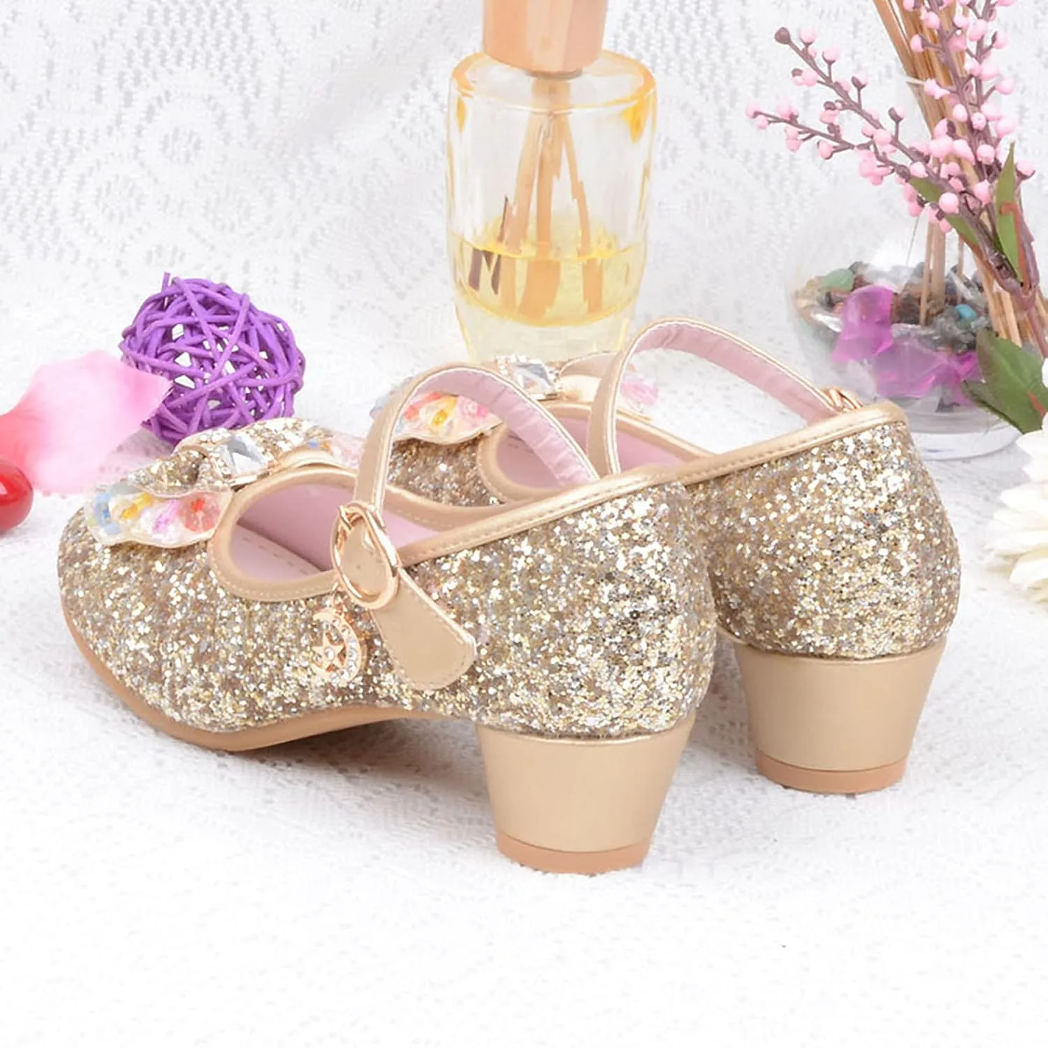 Shoes for Girls,5-13 Years Kids Baby Girls Pearl Crystal Bling Bowknot Single Princess Shoes Sandals Girl Shoes