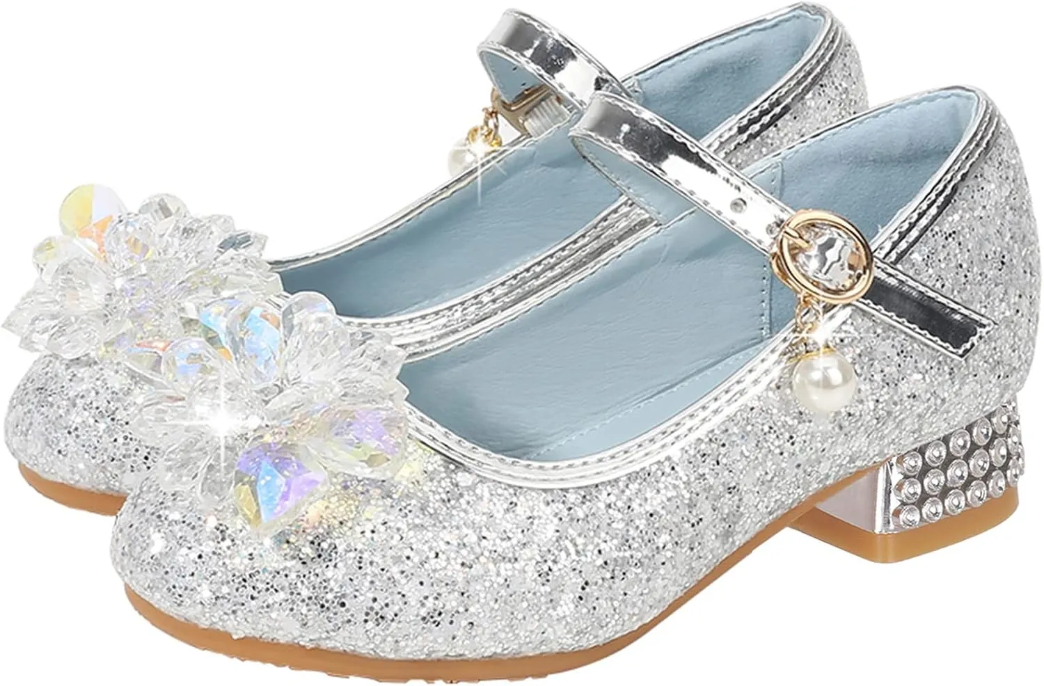 Shoes Low Heel Toddler Girls Dress Shoes Cute Bowknot Sparkle Mary Jane Flower Girls Wedding Little Girls Dress Shoes