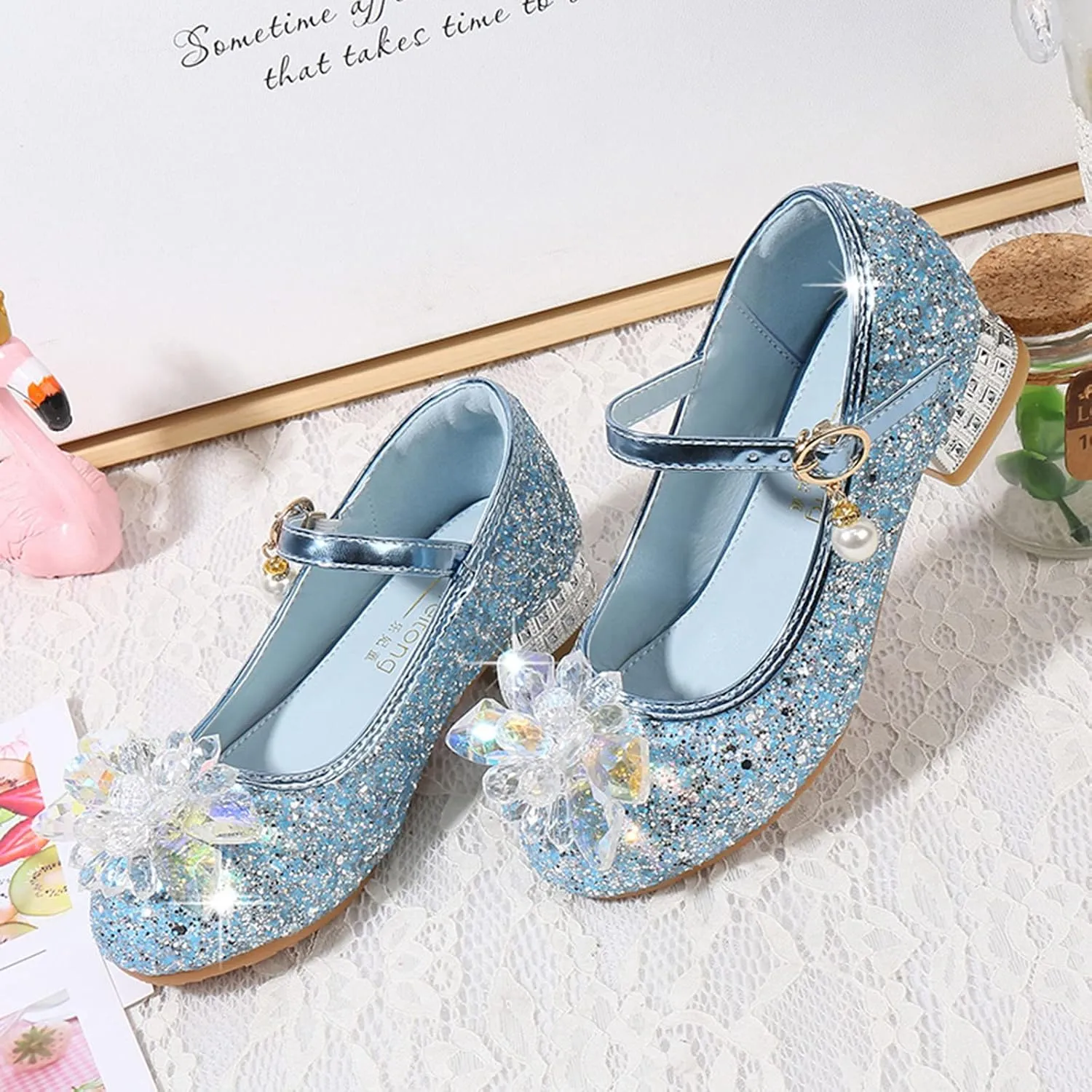 Shoes Low Heel Toddler Girls Dress Shoes Cute Bowknot Sparkle Mary Jane Flower Girls Wedding Little Girls Dress Shoes