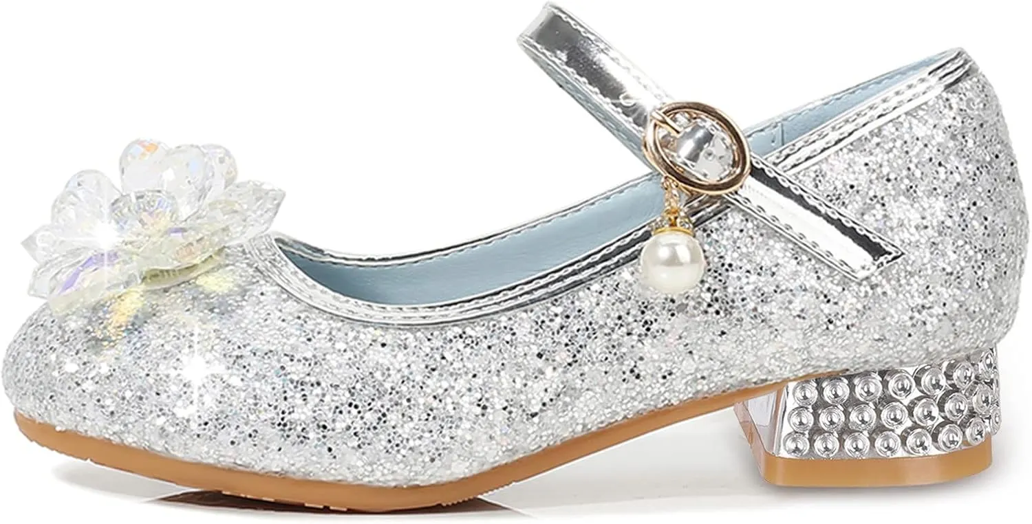Shoes Low Heel Toddler Girls Dress Shoes Cute Bowknot Sparkle Mary Jane Flower Girls Wedding Little Girls Dress Shoes