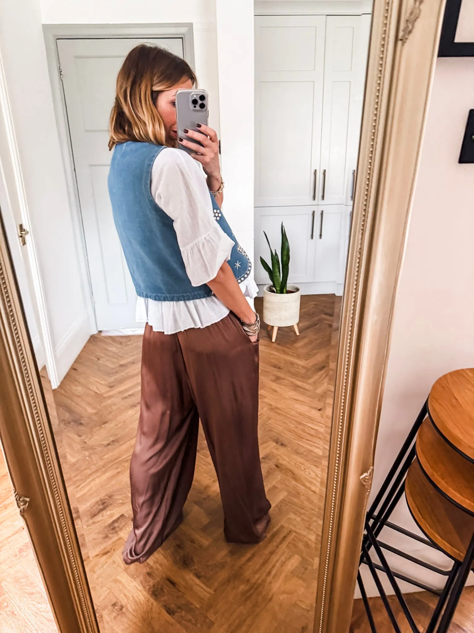 Silk Blend Wide Leg Trousers
