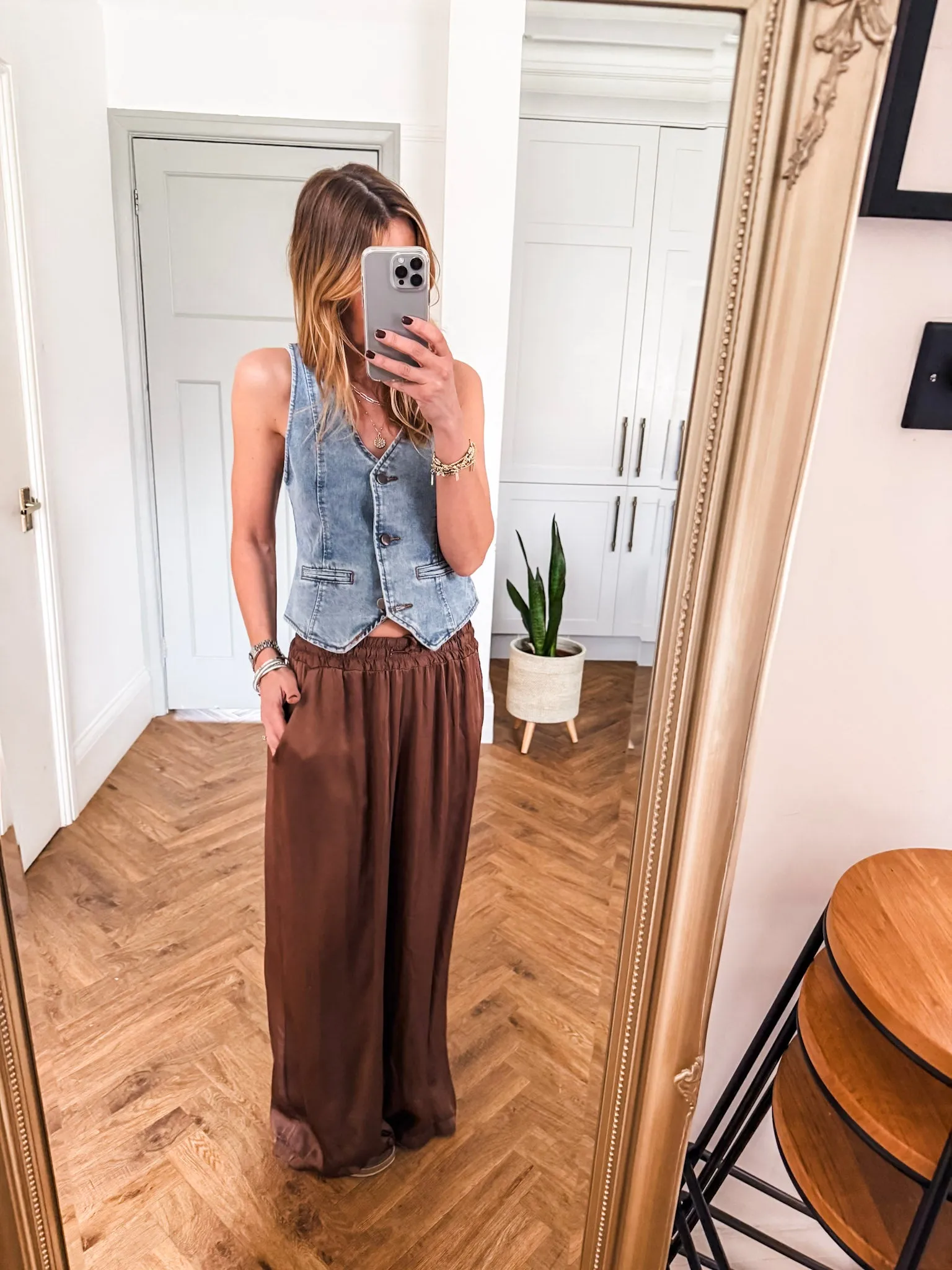 Silk Blend Wide Leg Trousers