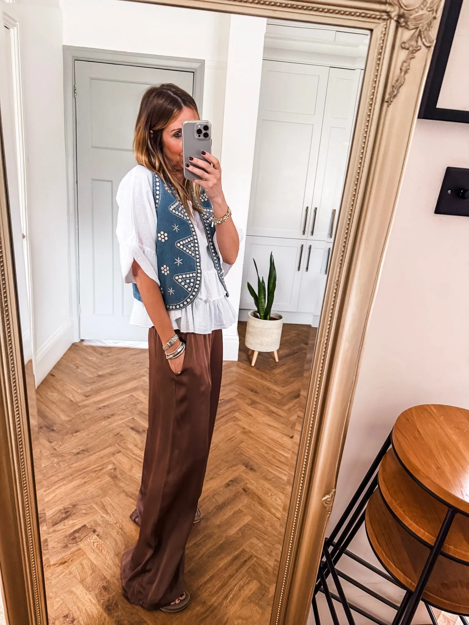 Silk Blend Wide Leg Trousers