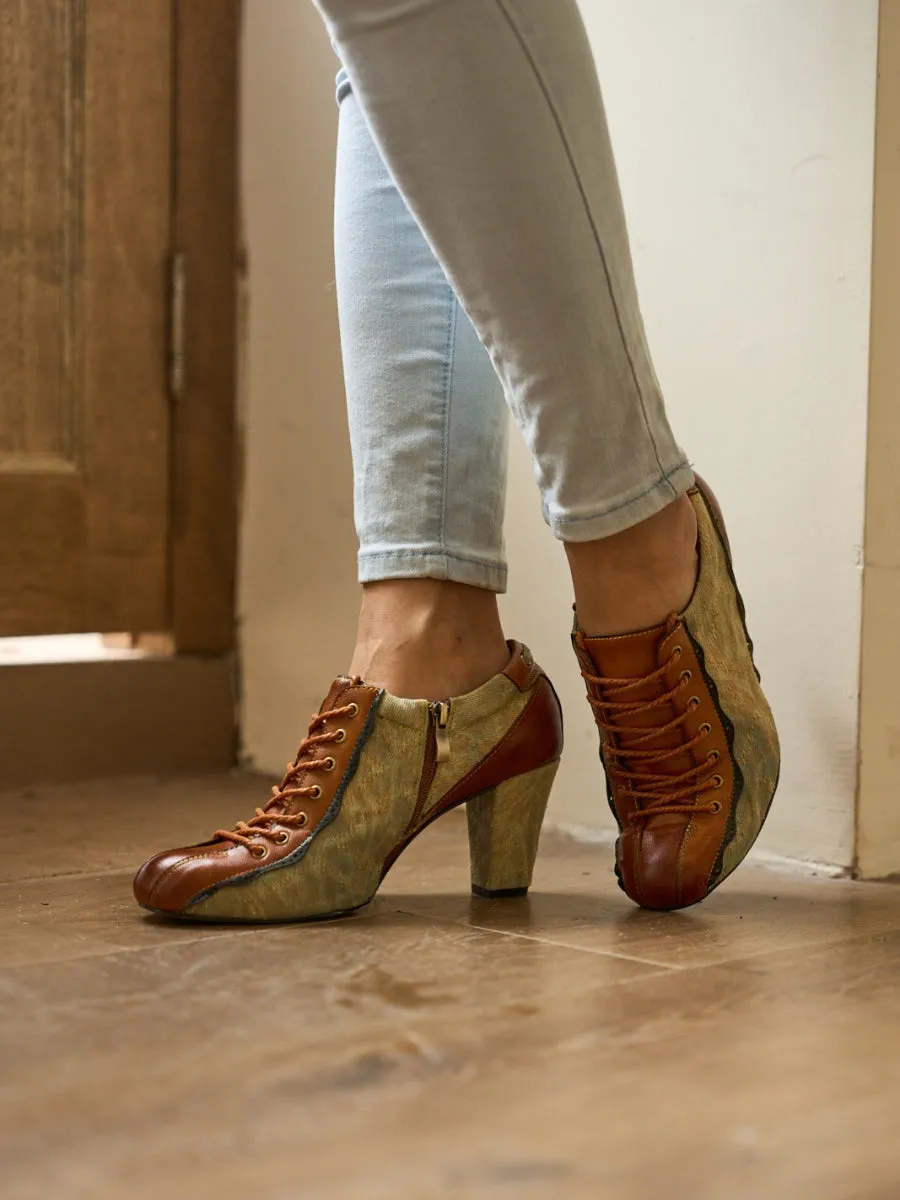 Soffia | Meye Vintage Canvas Rips Leather Brogues
