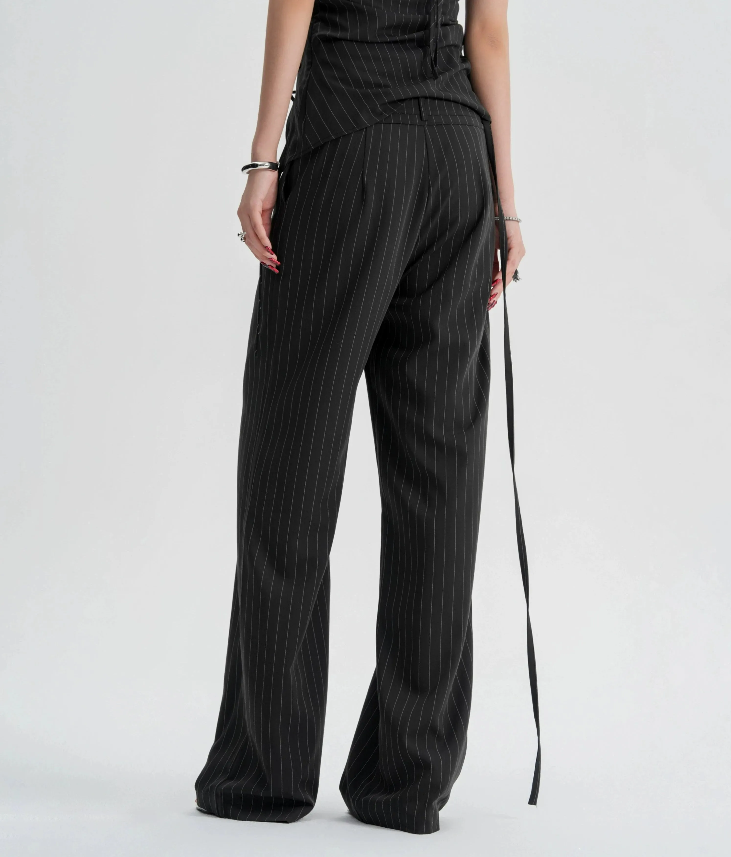 Striped Halter Top and Wide Leg Pants Set