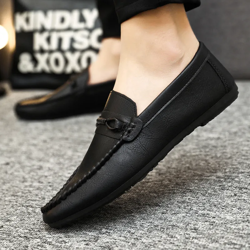 Summer breathable non-slip and wear-resistant men's shoes 2024 new lazy one-pedal men's loafers versatile casual leather shoes