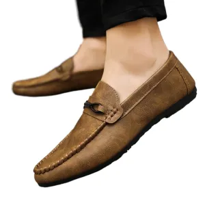 Summer breathable non-slip and wear-resistant men's shoes 2024 new lazy one-pedal men's loafers versatile casual leather shoes