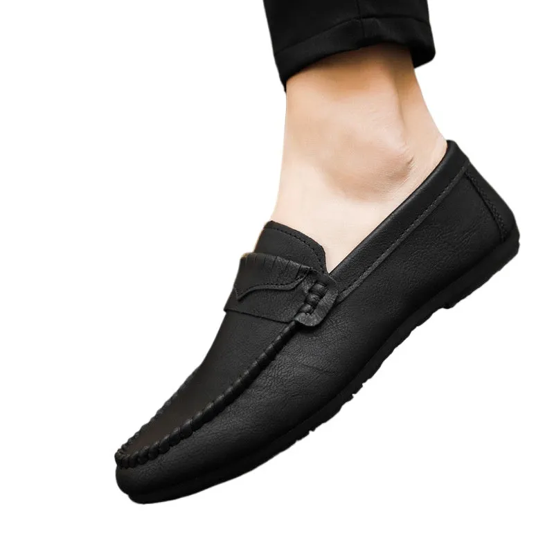 Summer breathable non-slip and wear-resistant men's shoes 2024 new lazy one-pedal men's loafers versatile casual leather shoes