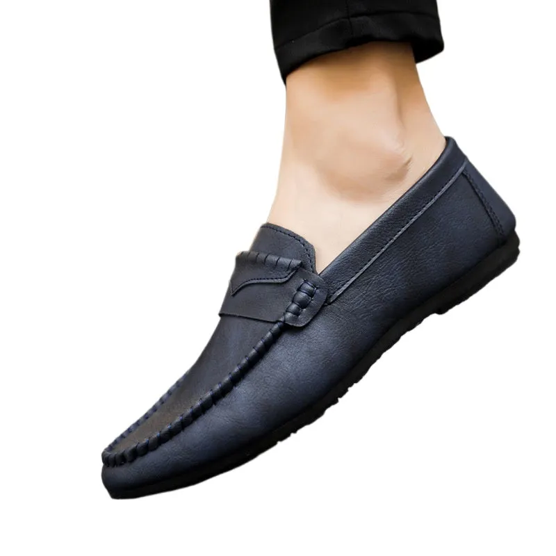 Summer breathable non-slip and wear-resistant men's shoes 2024 new lazy one-pedal men's loafers versatile casual leather shoes