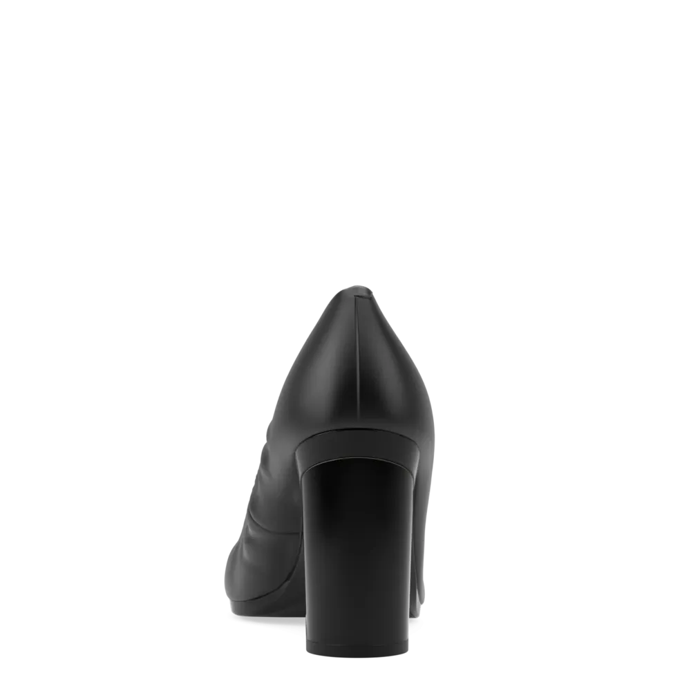 The Pump Wide Width - Coal Stretch Leather 4 Block