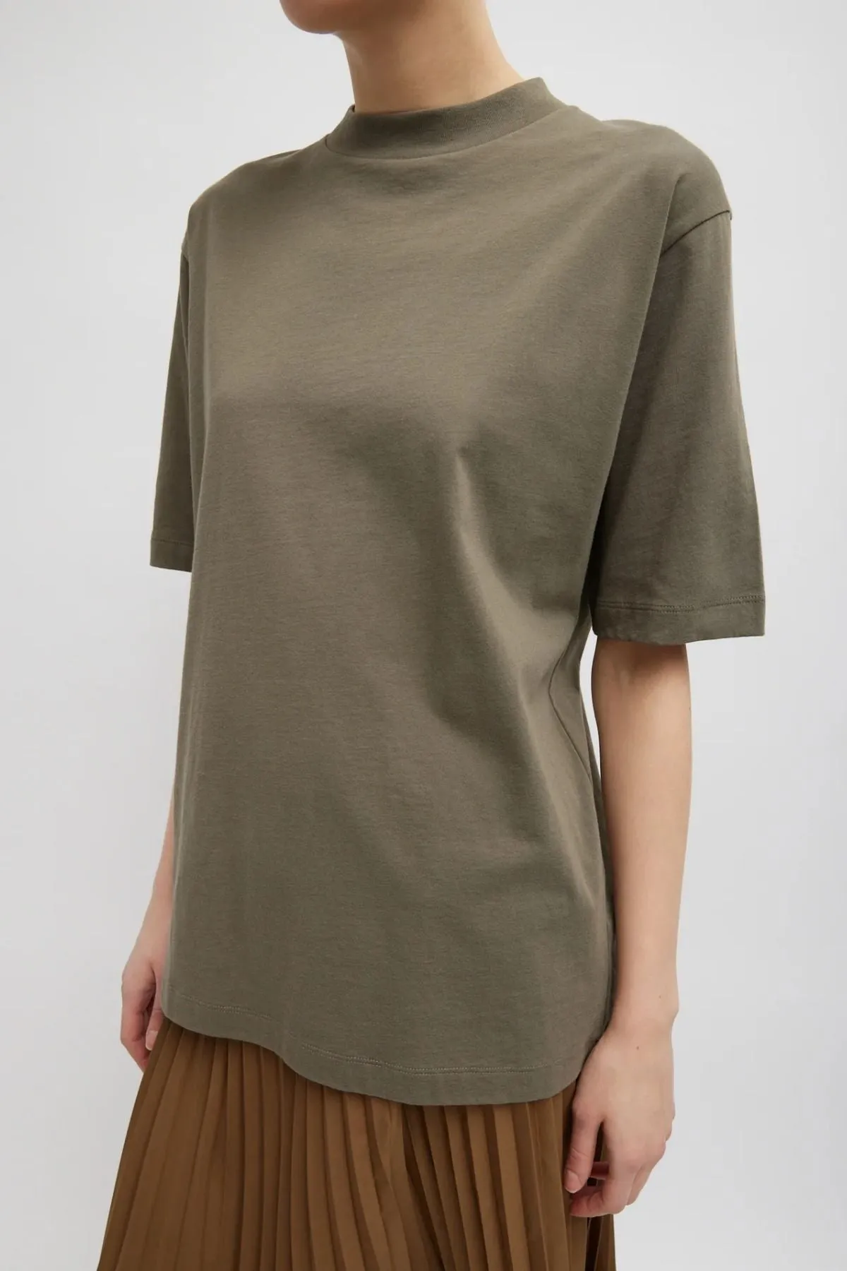 Tibi Mock Neck Unisex T - Dune
