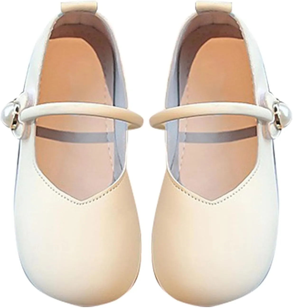 Toddler Wedding Shoes Flower Girl Mary Jane Shoes Square Toe Ballet Flat for Girls Slip On Flat for Tea Party Dresses