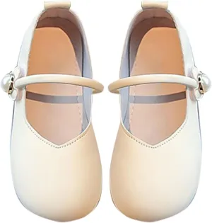 Toddler Wedding Shoes Flower Girl Mary Jane Shoes Square Toe Ballet Flat for Girls Slip On Flat for Tea Party Dresses