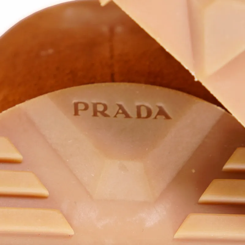UK 9 US 10 NEW PRADA Brown Suede YELLOW LOGO Milano 70 'Retro' Low Top SNEAKERS