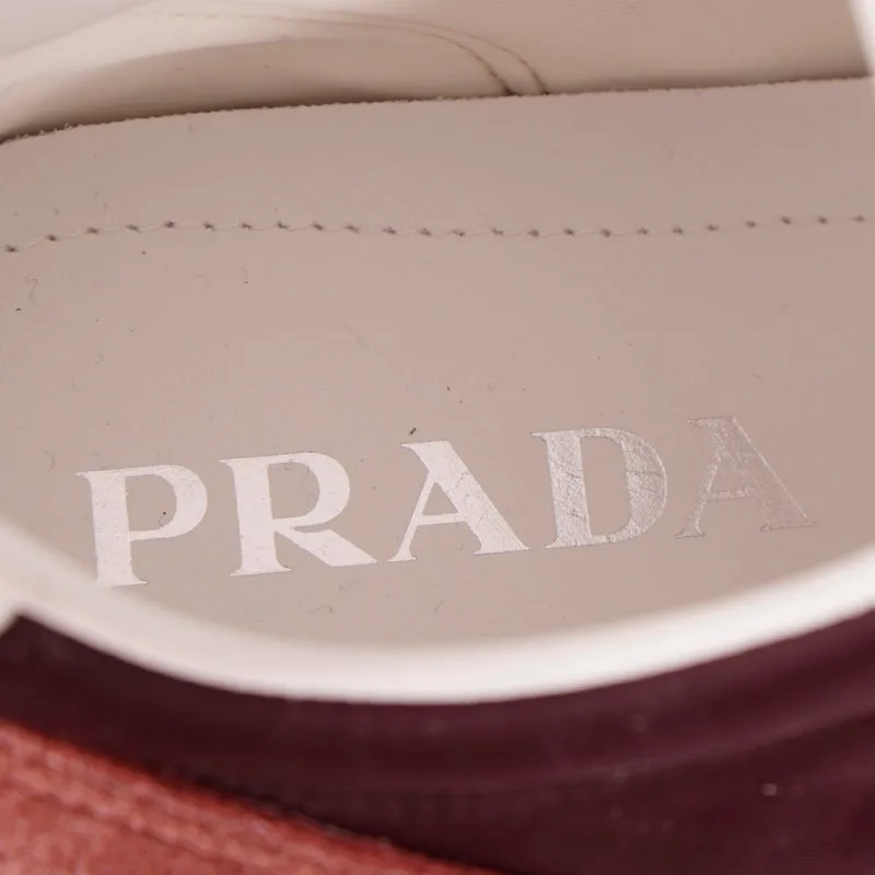 US 9.5 NEW PRADA Dark Red Blue Nylon LOGO Milano 70 Retro Low Top SNEAKERS