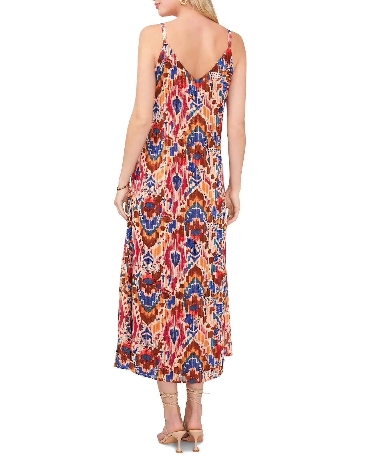 Vince Camuto Women's Printed Sleeveless Tie Shoulder Jumpsuit Brown Size S $70