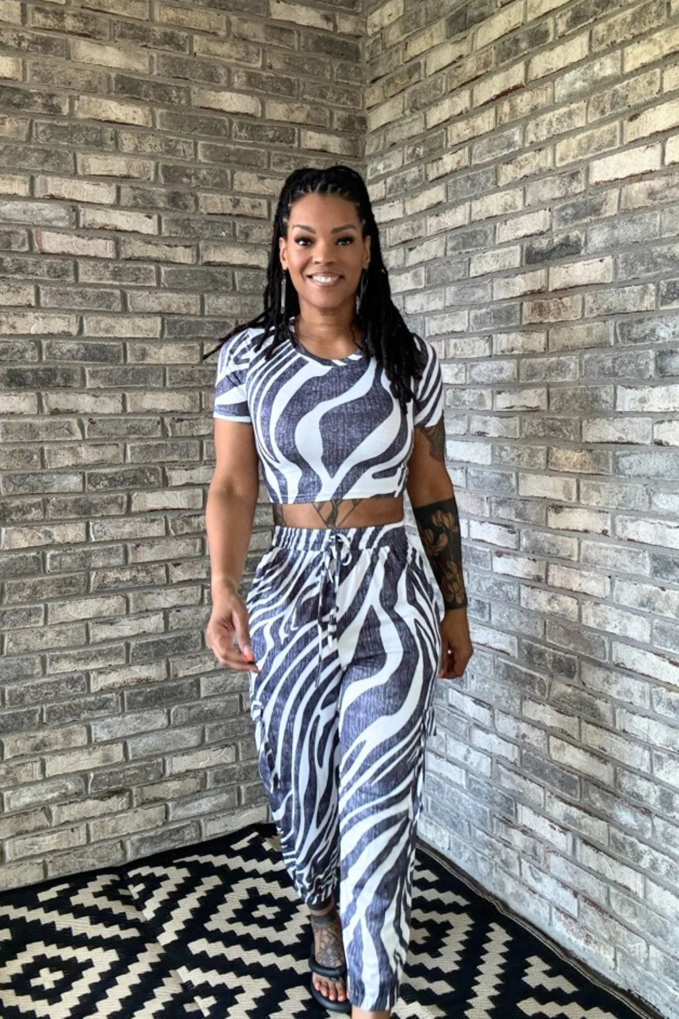 Wild Stripes Knit Pant Set