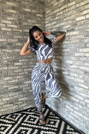 Wild Stripes Knit Pant Set