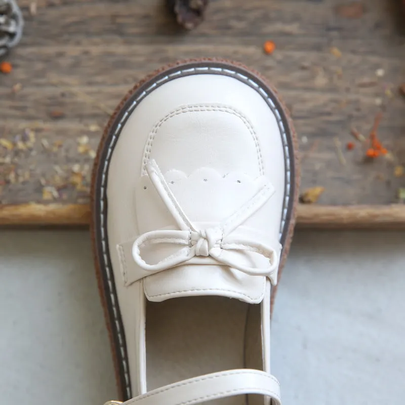 Women Retro Bowknot Buckled Casual Loafers