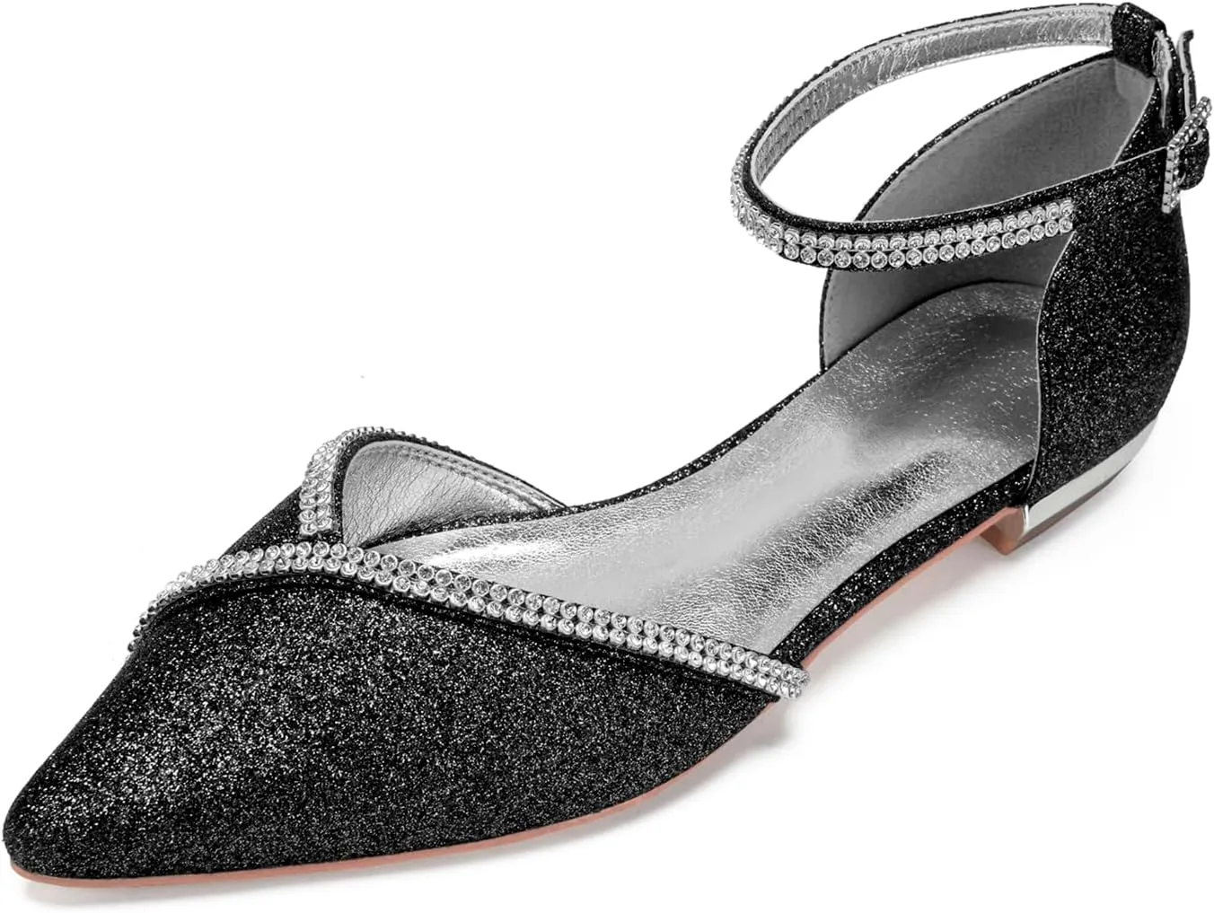 Women's for Bride Closed Toe Shoes Ankle Strap Rhinestone Shoes Prom Party Dress Shoes Pointed Sandals