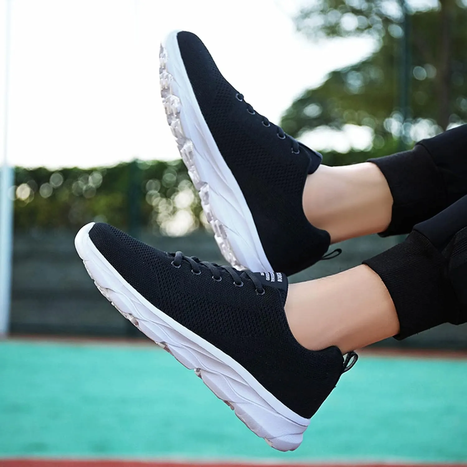 Womens Lace Up Sneakers Women Walking Tennis Shoes Non Slip Work Shoes Women Workout Men's Casual Shoes Fashion Sneakers White Tennis Shoe Cross Trainer Shoe